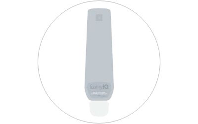 foamyIQ Brand logo in a white circle with thin grey outline